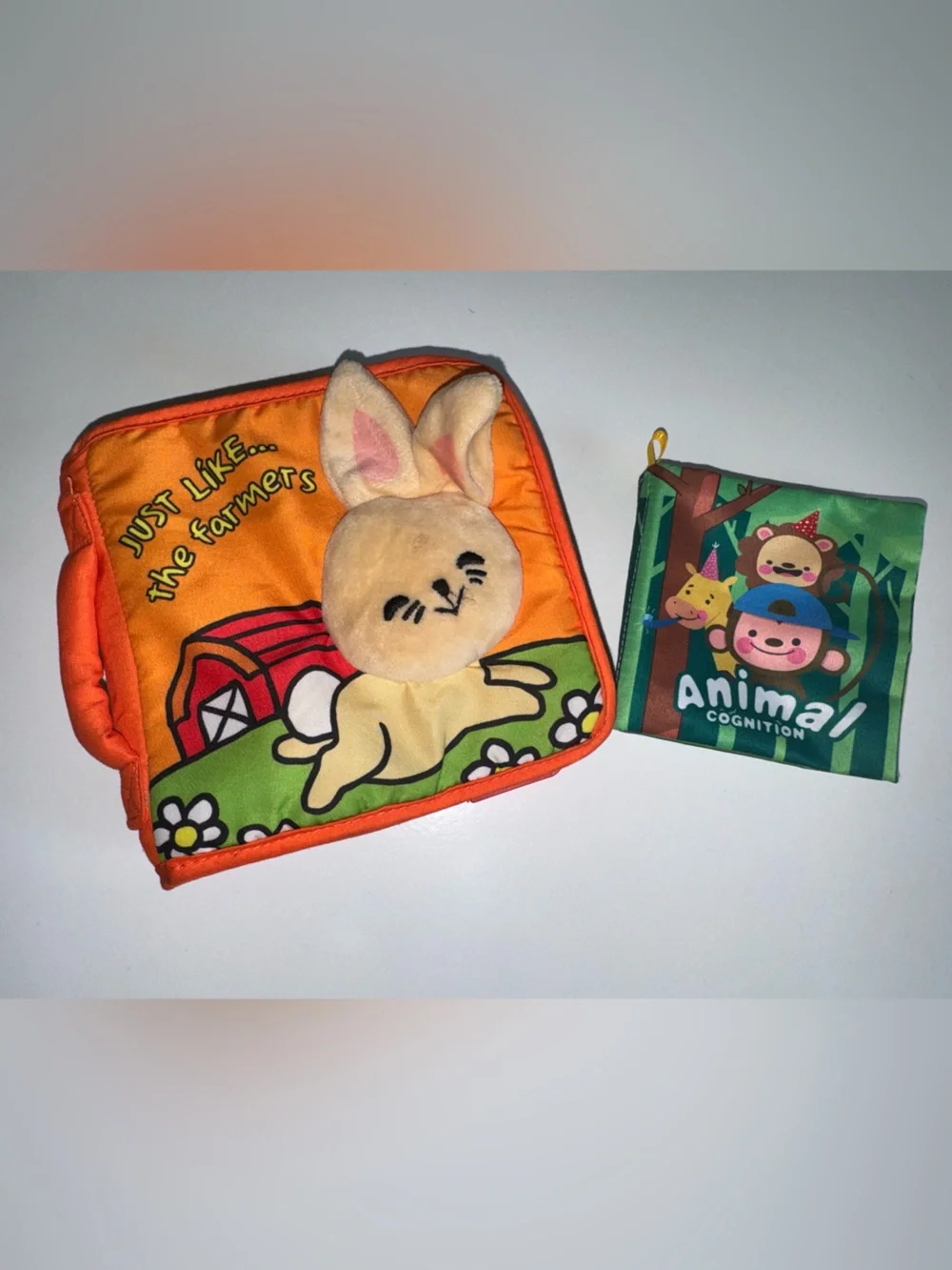 Baby soft cloth crinkle books.